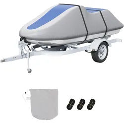 VEVOR Jet-Ski-Abdeckung, 320–342 cm Anhängerfähige Wasserdichte PWC-Abdeckung, Robustes 600D-PU-Oxford-Gewebe in Marinequalität, UV-beständige Seadoo-Abdeckung 420 x 247 cm Jet Ski Abdeckplane