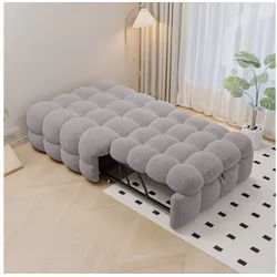MODFU Schlafsofa Ausziehbarer Fußhocker & Daybett, 2-in-1 Polsterbett mit Teddy-Stoff, Perfekt für Gäste & Kinder 70x180cm, Ohne Kissen grau