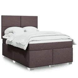 vidaXL Boxspringbett, Boxspringbett mit Matratze Dunkelbraun 140x200 cm Stoff
