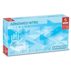 ARNOMED Nitril Ice Blue Einmalhandschuhe, puderfrei, hellblau, Elastische Nitrilhandschuhe mit texturierten Fingerspitzen, 1 Packung = 100 Stück, Größe S