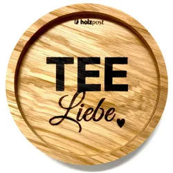 holzpost GmbH Getränkeuntersetzer Holz-Untersetzer Eiche mit Gravur – Rustikaler Glasuntersetzer Ø11,2cm, Zubehör für Gläser, Tassen, Becher, Flaschen, Kerzen, Tischdekoration im Landhaus-, Boho- oder modernen Stil, Echtholz - Gefertigt in Deutschland beige