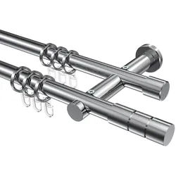 GARDINENSTANGE Platon Elanto 260 cm (geteilt in 2 x 130 cm), 2-läufig, 20 mm Ø Chrom