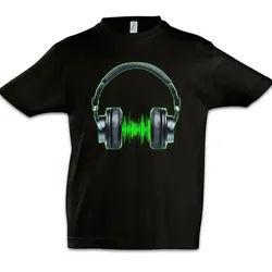 Urban Backwoods Print-Shirt Headphones Waveform Kinder T-Shirt Dj Disco Electro Techno Rave Club (1-tlg) Rap MC Hip Hop schwarz 152/164