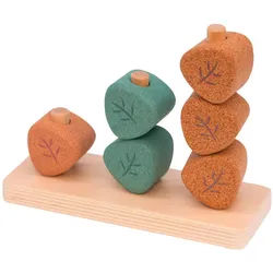 Xxxl Stapelturm , Grün, Hellbraun , Holz , 7-teilig , Kork , Grüner Punkt, EN 71 , schadstofffrei, farbecht , Spielzeug, Holzspielzeug