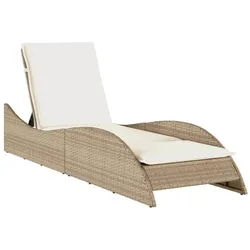 vidaXL Gartenliege, Sonnenliege mit Auflage Beige 60x205x73 cm Poly Rattan
