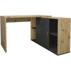 Mid.you Eckschreibtisch , Dunkelgrau, Eiche Artisan , Holzwerkstoff , 124x75x119 cm , Pefc, Made in Germany , Stauraum , Büromöbel, Schreibtische, Eckschreibtische