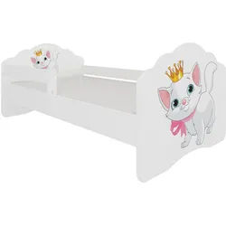 Feldmann-Wohnen Kinderbett Casimo weiß / Motiv Katze 88 / 164 / 63cm , Weiß, Pink , Holzwerkstoff , Rechteckig , 80x160 cm , Babymöbel & Kindermöbel, Kinderzimmer & Jugendzimmer, Kinderbetten
