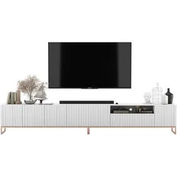 TV-LOWBOARD 2-er Set Elpis2 Weiß Matt mit Metallrahmen 150 cm