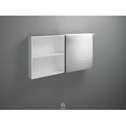 burgbad Badu Spiegelschrank mit LED-Aufsatzleuchte, eine Tür Anschlag rechts, 1 offenes Regal, Breite 1200mm, SFTW120RF3695G0196, Farbe: Eiche Dekor Cashmere / Eiche Dekor Cashmere, Griffleiste