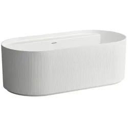 LAUFEN Sonar freistehende Oval-Badewanne H2213420000001 ohne Hahnloch, 160x81,5cm, mit Schürze, Marbond, weiß