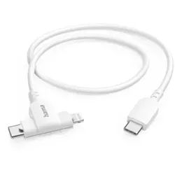 HAMA Ladekabel 2-in-1, USB-C - USB-C oder Lightning, MFI, 1,5 m, Weiß