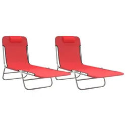 furnicato Gartenliege Klappbare Sonnenliege Rot 186 x 54,5 x 26,5 cm rot