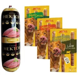 JOSERA JosiDog Fleischstäbchen - MIX 3x33g + Hektor Hundefutter Riegel mit Geflügel 900g
