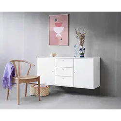 Hammel Furniture Sideboard Mistral, Hochwertig Schrank, hängend/stehend montierbar, mit Türen und Schubladen, B: 133 cm, anpassungsbar Designmöbel weiß