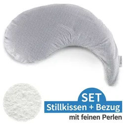 Theraline Stillkissen Das Yinnie - Punkte - Grau, 2-tlg., inkl. Bezug (Baumwolle) 135 cm, Füllung: Mikroperlen grau