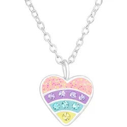 Order & Smile Schmuck Kette mit Anhänger Kette Kinder Silber 925: Mädchen Halskette mit Anhänger (Set, inkl. Kette), gestempelt silberfarben