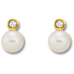 ONE ELEMENT Paar Ohrhänger Zirkonia Ohrringe Ohrstecker aus 333 Gelbgold, Symbolische Note – harmonisch gestaltet mit Liebe zum Detail goldfarben