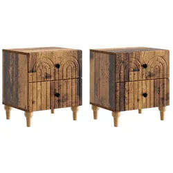 vidaXL Nachttisch 43 x 34,5 x 48 cm Nachttisch 2er Set Nachtschrank Altholz 43x34,5x48 c braun