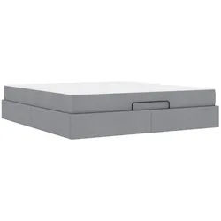 vidaXL Bett Bettgestell mit Matratze 2 pcs Hellgrau Stoff (2-tlg) grau