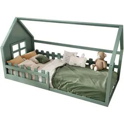 Okwish Hausbett 90/200 cm Grün aus Kiefer mit Mdf , Holz , 90x200 cm , Babymöbel & Kindermöbel, Kinderzimmer & Jugendzimmer, Kinderbetten, Spielbetten