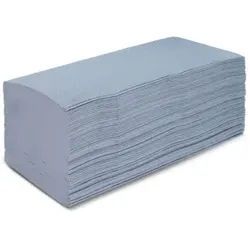 Papierhandtücher Zick-Zack-Falz, 23,5 x 23 cm, blau, 2-lagige Papiertücher aus 100% Recyclingmaterial, 1 Karton = 20 Packungen à 160 Blatt