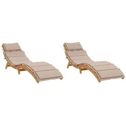 vidaXL Gartenliege, Sonnenliegen mit Auflagen 2 Stk. Taupe Massivholz Akazie