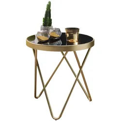 FineBuy Beistelltisch DAINA Glas Metall Ø 42 cm Wohnzimmertisch Couchtisch Tisch