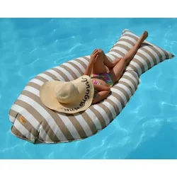 chillisy Multifunktionsliege Float Sharky, Variante: Größe XL (L) 190 x (B) 90 cm / Farbe grau gestreift