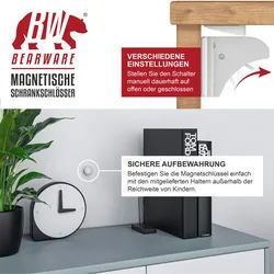 BEARWARE Babysicherung Schrankschloss - Schranksicherung Kindersicherung magnetisch - 10 Schlösser + 2 Magnet Schlüssel