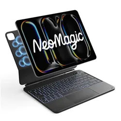 Inateck Magnetische Tastatur Hülle für iPad Air 13‘‘ M4 M3, Pro 13'' M5 M4 iPad-Tastatur (Großes Trackpad,LED Power-Anzeige,Hinterleuchtet, mit Stifthalter) schwarz