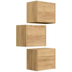Lomadox Hängeschrank LIVIGNO-02 3er Set, Eiche braun
