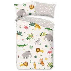 good morning Bettwäsche Bettwäsche 120x150 + 1 x 60x70 cm Renforcé Artis tropische Tiere natu, Renforcé, 2 teilig, 1 x Bettbezug 120 x 150 cm + 1 x Kissenbezug 60 x 70 cm natur beige