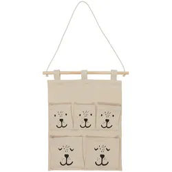 Patinio Hängeorganizer , Naturfarben , Holz, Textil , Kiefer , massiv , Bär , 5 Fächer , 37x43 cm , Oeko-Tex® Standard 100 , Schlafen, Babytextil-Kollektionen