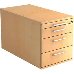 Venda Rollcontainer , Ahornfarben , Holzwerkstoff , 4 Schublade(n) Schubladen , 42.8x51.2x80 cm , Fsc, DIN EN ISO 14001 , Beimöbel erhältlich , Büromöbel, Schreibtischcontainer, Rollcontainer