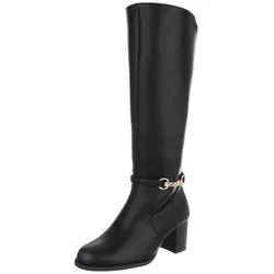 Ital-Design Elegante hohe Stiefel mit Blockabsatz und Schnalle Stiefel (90109977) Blockabsatz Stiefel in Schwarz schwarz 37 EU