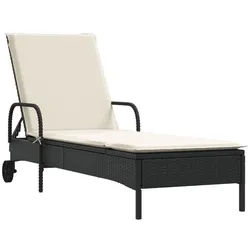 furnicato Gartenliege Sonnenliege mit Rollen 61x200x48 cm Schwarz PE-Rattan schwarz