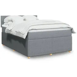 vidaXL Boxspringbett, Boxspringbett mit Matratze Hellgrau 140x190 cm Stoff