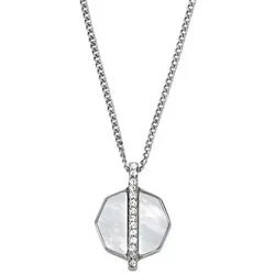 Fossil Kette mit Anhänger Halskette mit Anhänger Damen Perlmutt Edelstahl Silber-Ton JF04909040