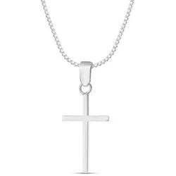NAHLE Kette mit Anhänger Kreuz Silberkette Kreuz Kette (inkl. Schmuckbox), 925 Silber silberfarben 50cm