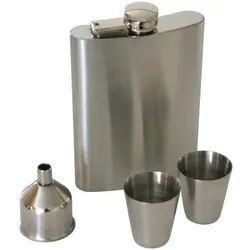 Collini Flachmannset , Metall , 4-teilig , 225 ml , 10.5x13.5 cm , Barzubehör & Weinzubehör, Barzubehör