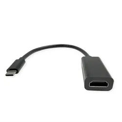 ROLINE Display Adapter USB Typ C - HDMI Audio- & Video-Adapter USB Typ C (USB-C) Männlich (Stecker) zu HDMI Typ A Weiblich (Buchse), 23.0 cm, ST/BU, 8K60 schwarz