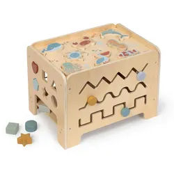 Musterkind Motorikspiel , Naturfarben , Holz, Textil , 32x32x42 cm , EN 71, Ce , Spielzeug, Holzspielzeug