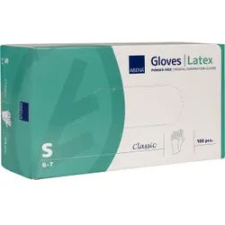 ABENA® Classic Latex Untersuchungshandschuhe, puderfrei, Elastische und unsterile Einweghandschuhe mit hohem Tastempfinden, 1 Karton = 10 Packungen à 100 Stück, Größe: S