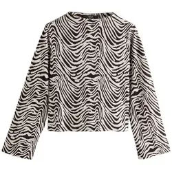 Next Blusenshirt Hochgeschlossenes, langärmeliges Jacquard-Oberteil (1-tlg) braun 52 (GB: 24)