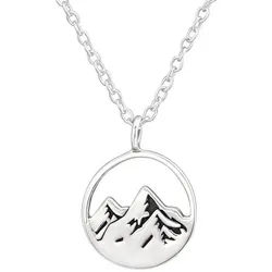 Order & Smile Schmuck Kette mit Anhänger Berg Kette: Anhänger Halskette Silber 925, gestempelt silberfarben