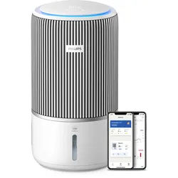 Kombigerät Luftbefeuchter und -reiniger PHILIPS "AC3420/10 PureProtect Water 3400 Series, Luftreinigungsrate 300 m3/h", weiß (silber, arktisweiß), B:28,5cm H:52cm T:28,5cm, Luftreiniger, mit HEPA-& Aktivkohlefilter, 650 ml/h Befeuchtungsrate, WLAN, Air+ App