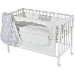 Roba Babybett Sterne grau 5er-Set 60 x 120 cm , Weiß , Holzwerkstoff , 60x120 cm , Babymöbel, Babybetten, Beistellbetten