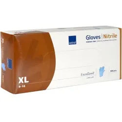 ABENA® Excellent Nitrilhandschuhe, puderfrei, extra lang, blau, Lange und elastische Einmalhandschuhe mit Rollkante, 1 Packung = 100 Stück, Größe XL