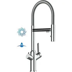 4 Wege Wasserhahn Küchenarmatur, BOD, mit 360° schwenkbarem Auslauf, abnehmbare 2 strahl Handbrause, Verchromt