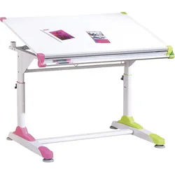 Jugendschreibtisch ca. 100x66 cm Weiß/Pink/Grün